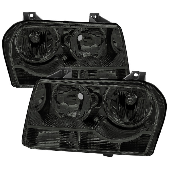 2005-2010 Chrysler 300 Factory Style Headlights (Chrome Housing/Smoked Lens)