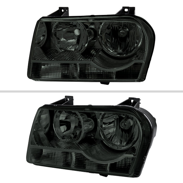 2005-2010 Chrysler 300 Factory Style Headlights (Chrome Housing/Smoked Lens)