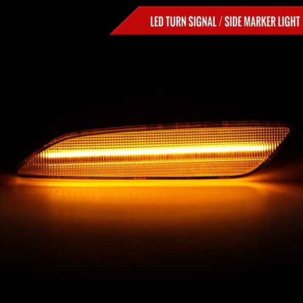 2015-2018 Porsche Cayenne 958 Front Bumper LED Side Marker Turn Signal Lights (Chrome Housing / Clear Lens)