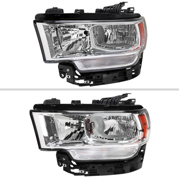 2019-2024 Dodge Ram 2500 3500 Factory Style Crystal Headlight - Driver Side Only (Chrome Housing / Clear Lens)