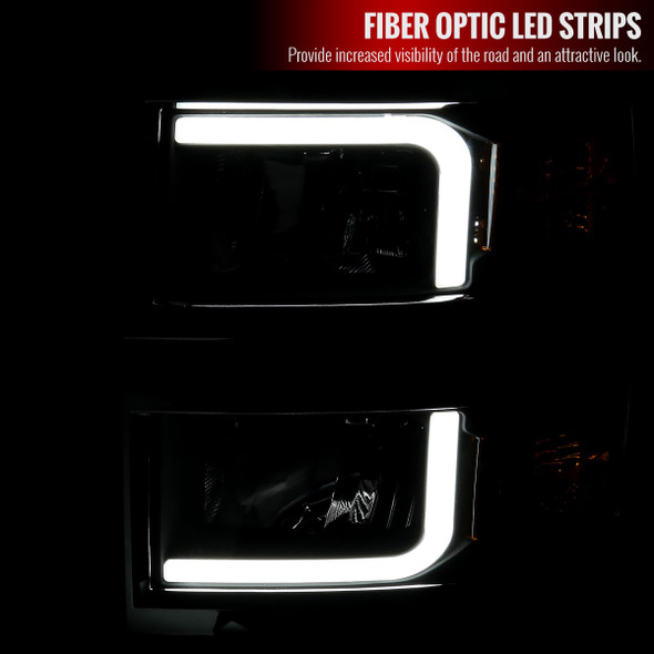 2014-2015 Chevrolet Silverado 1500 LED Bar Factory Style Headlights (Matte Black Housing/Clear Lens)
