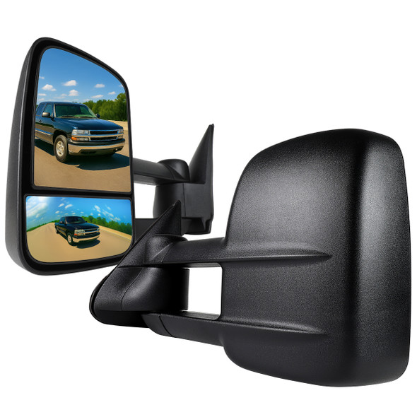 1999-2007 Chevrolet Silverado/Tahoe/Suburban GMC Sierra/Yukon XL Manual Adjustable & Extendable Black Cover Towing Mirrors
