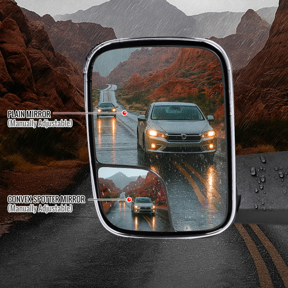 1994-2001 Dodge RAM 1500 / 1994-2002 Ram 2500 3500 Chrome Manual Adjustable & Extendable Towing Mirrors