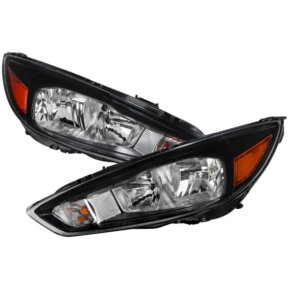 2015-2018 Ford Focus Factory Style Headlights w/o DRL (Matte Black Housing / Clear Lens)