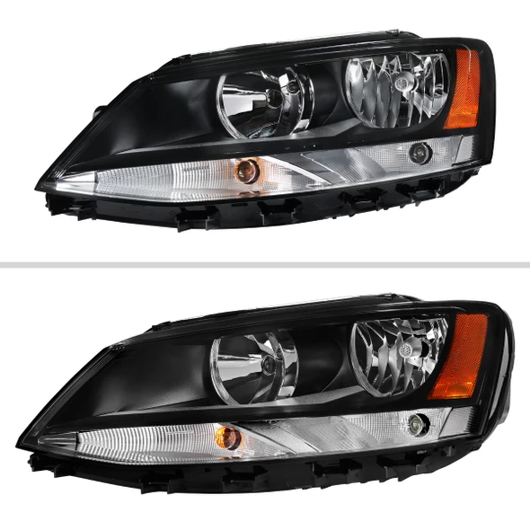 2011-2018 Volkswagen Jetta MK6 Factory Style Headlights w/ Black Trim (Matte Black Housing / Clear Lens)