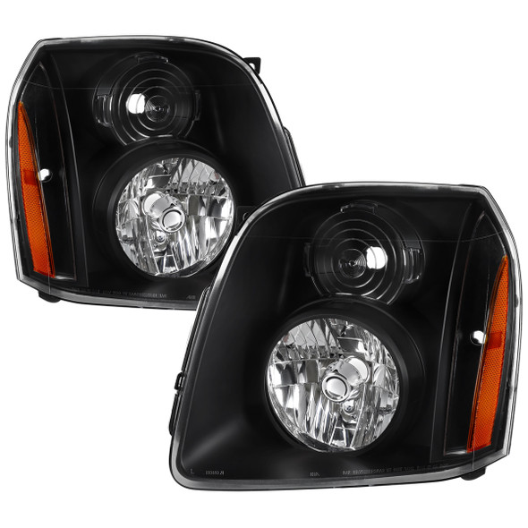 2007-2014 GMC Yukon XL 1500 2500 Denali Factory Style Halogen Headlights (Matte Black Housing / Clear Lens)