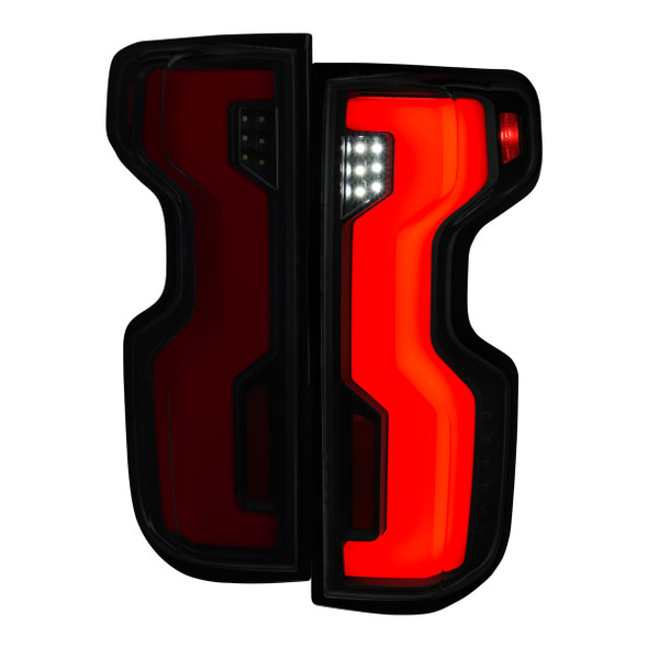 2019-2026 Chevrolet Silverado 1500 Full LED Tail Lights with Sequential Turn Signal for Factory LED Models (Black Housing / Smoked Lens)