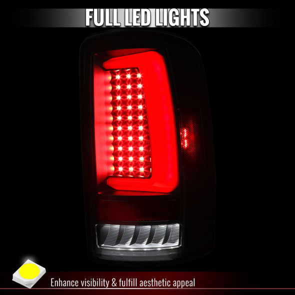 2000-2006 Chevrolet Suburban / Tahoe GMC Yukon / Yukon XL LED C Bar Tail Lights with Red LED Bar (Black Housing / Clear Lens)