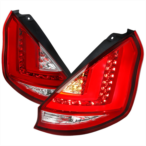 2011-2013 Ford Fiesta Hatchback LED Tail Lights (Chrome Housing/Red Lens)