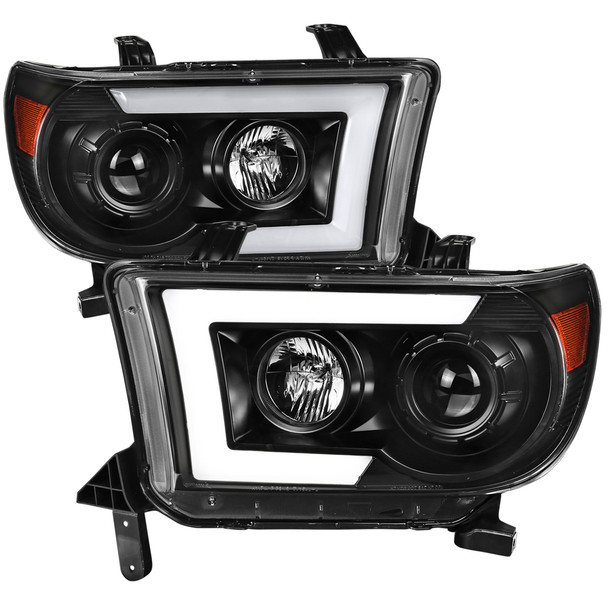 2007-2013 Toyota Tundra/ 2008-2017 Sequoia LED C-Bar Projector Headlights w/ Switchback Sequential Turn Signals (Matte Black Housing/Clear Lens)