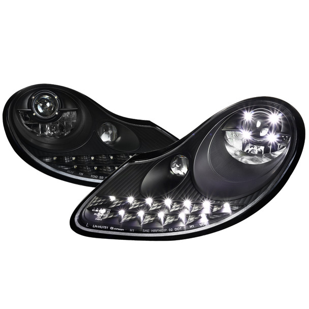 1997-2004 Porsche Boxster 986/911 996 LED Light Strip Projector Headlights w/ LED Turn Signal Lights (Matte Black Housing/Clear Lens) 1997-2004 Porsche Boxster 986/911 996 LED Light Strip Projector Headlights w/ LED Turn Signal Lights (Matte Black Housing/Clear Lens)