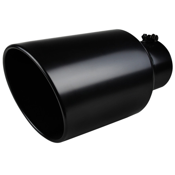 Universal 5" Inlet/8" Outlet Black Stainless Steel Bolt-On Angled Exhaust Tip