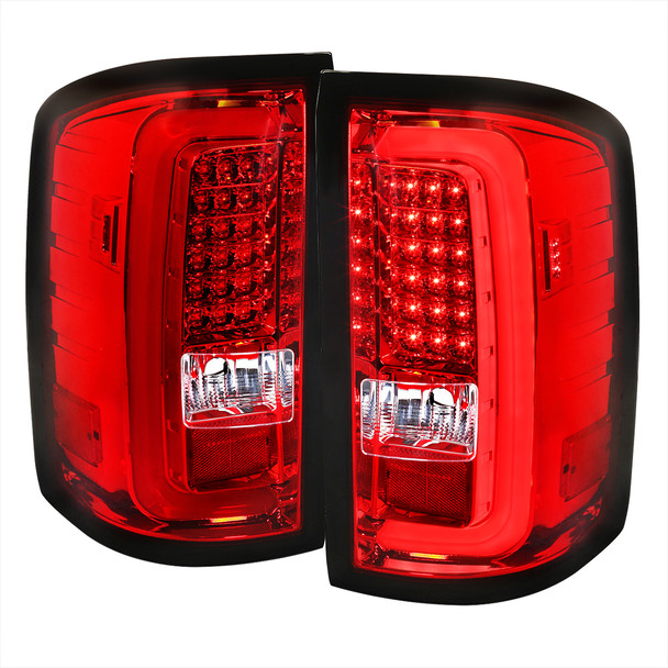 2014-2018 GMC Sierra 1500/2500HD/3500HD LED Tail Lights (Chrome Housing/Red Lens)