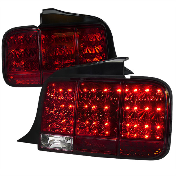 2005-2009 Ford Mustang Sequential LED Tail Lights (Chrome Housing/Red Lens)