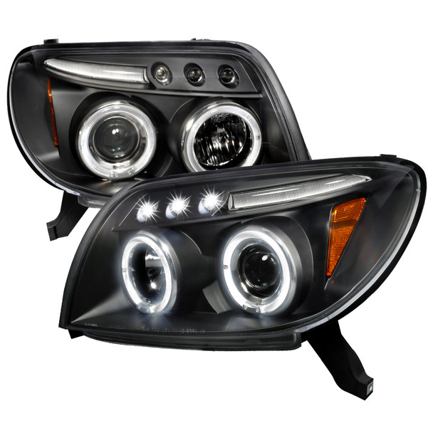 2003-2005 Toyota 4Runner Dual Halo Projector Headlights (Matte Black Housing/Clear Lens)