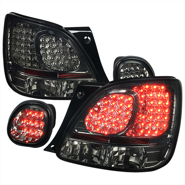 1998-2005 Lexus GS300/GS400/GS430 LED Tail Lights & Trunk Lights (Chrome Housing/Red Smoke Lens)