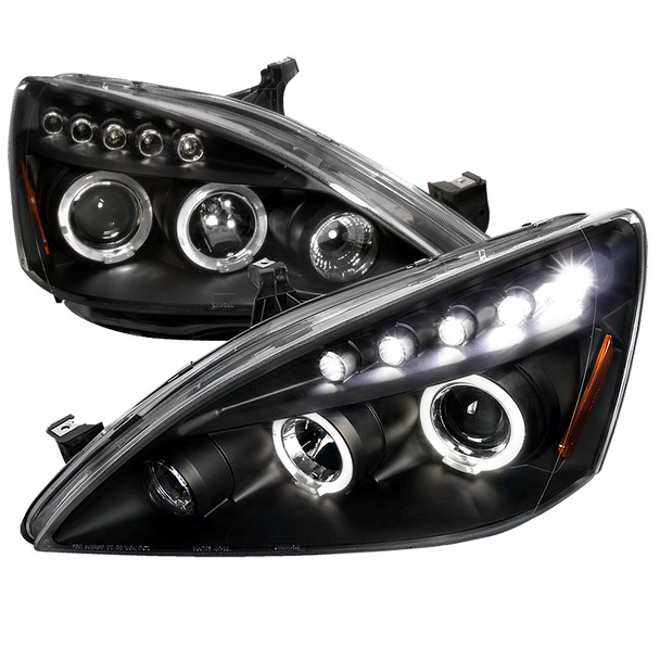 2003-2007 Honda Accord Dual Halo Projector Headlights (Matte Black Housing/Clear Lens)