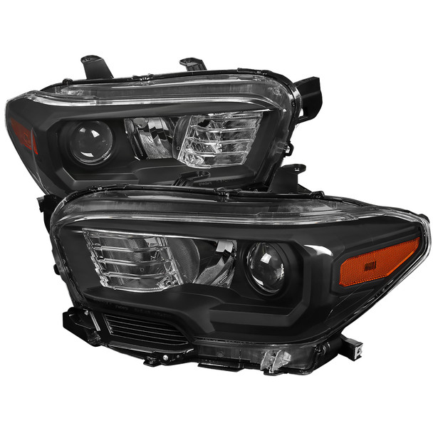 2016-2023 Toyota Tacoma Projector Headlights w/ Amber Reflectors (Matte Black Housing/Clear Lens)