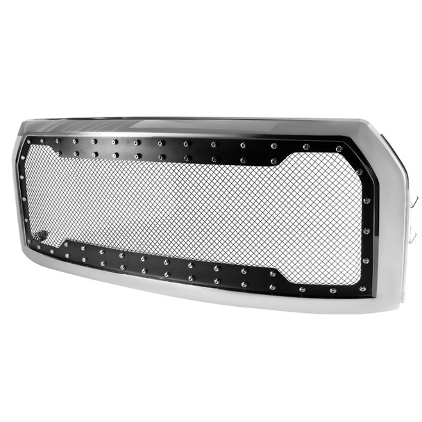 2015-2017 Ford F-150 Chrome ABS Rivet Style Grille w/ Stainless Steel Mesh