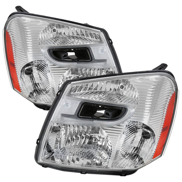 2005-2009 Chevrolet Equinox Factory Style Headlights w/ Amber Reflector (Chrome Housing/Clear Lens)
