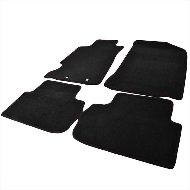 2002-2006 Acura RSX Black Front & Rear Carpet Floor Mats w/ Red Stitching - 4PC
