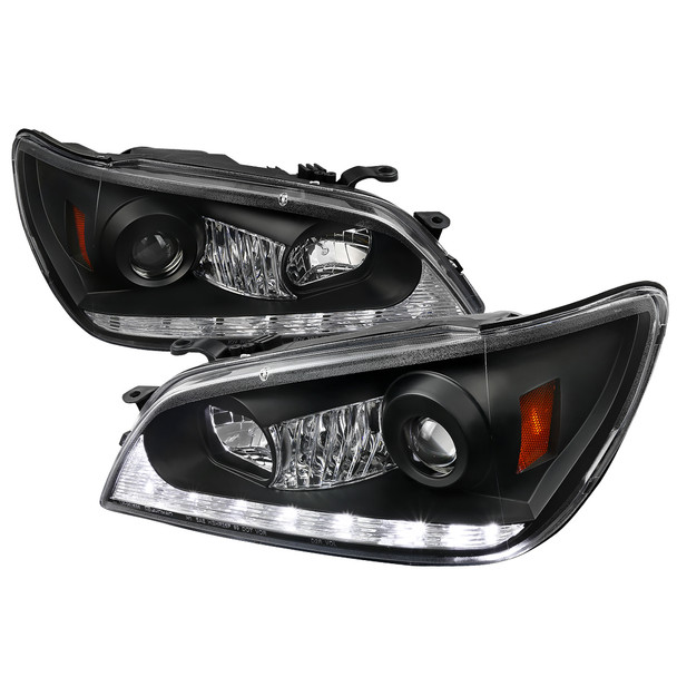 2001-2005 Lexus IS300 Projector Headlights w/ LED Light Strip & LED Turn Signal Lights (Matte Black Housing/Clear Lens)
