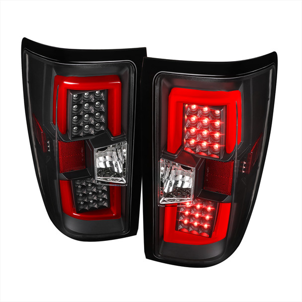 2014-2018 Chevrolet Silverado 1500/ 2015-2019 Silverado 2500HD 3500HD GMC Sierra 3500HD Red Bar LED Tail Lights (Black Housing/Clear Lens)