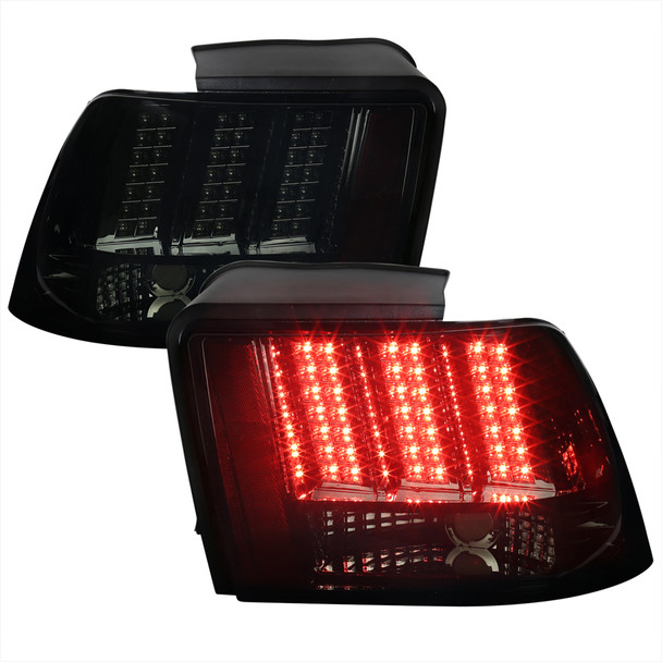 1999-2004 Ford Mustang Sequential LED Tail Lights - RS (Chrome Housing/Smoke Lens)