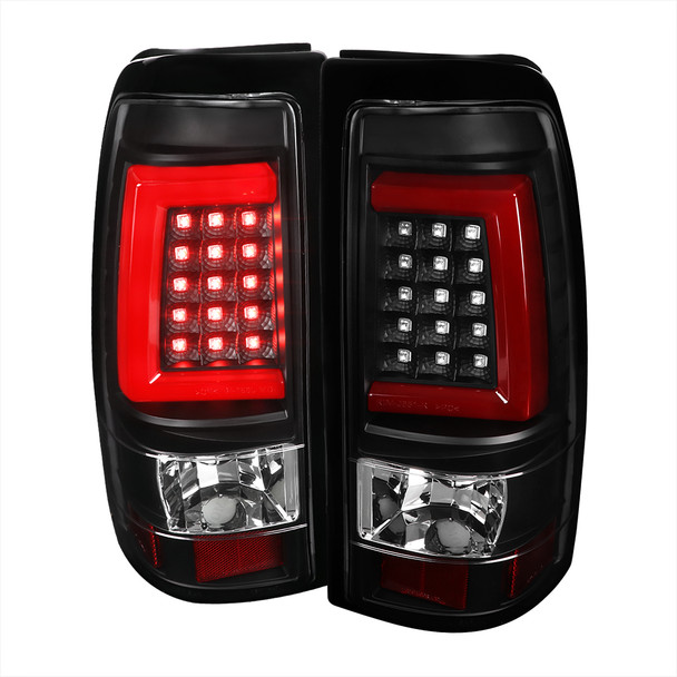 2003-2006 Chevrolet Silverado Red C Bar LED Tail Lights - G2 (Black Housing/Clear Lens)