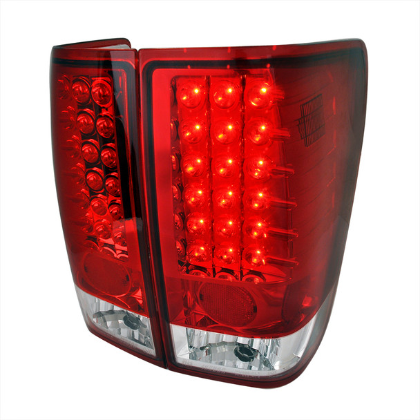 2004-2015 Nissan Titan LED Tail Lights (Chrome Housing/Red Clear Lens)