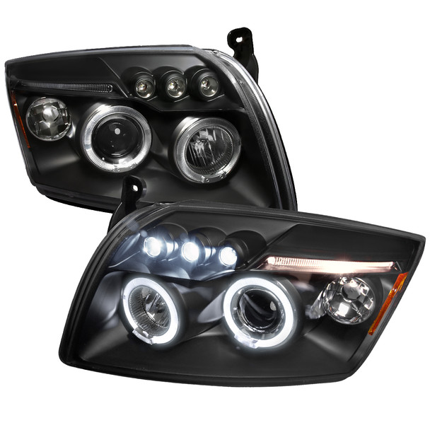 2007-2012 Dodge Caliber Dual Halo Projector Headlights (Matte Black Housing/Clear Lens)