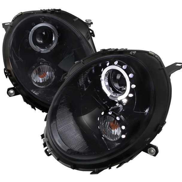 2007-2015 Mini Cooper R55 R56 R57 R58 R59 Halo Projector Headlights (Glossy Black Housing/Smoke Lens)