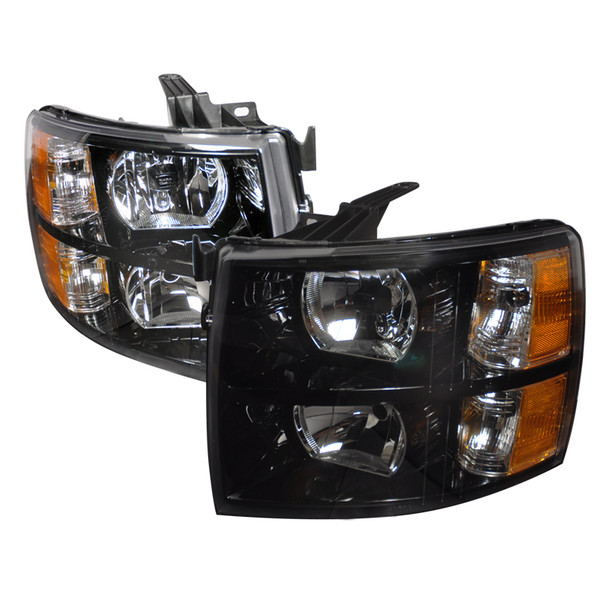 2007-2013 Chevrolet Silverado 1500/ 2007-2014 Silverado 2500HD 3500HD Factory Style Headlights - DP (Matte Black Housing/Clear Lens)