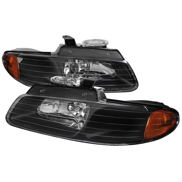 1996-2000 Dodge Caravan Chrysler Voyager/Town & Country Crystal Headlights (Matte Black Housing/Clear Lens)