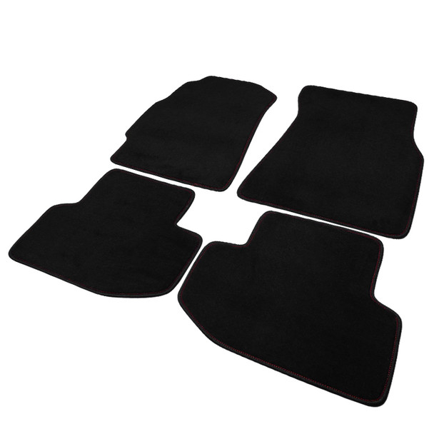 1994-2001 Acura Integra Coupe Black Front & Rear Carpet Floor Mats w/ Red Stitching - 4PC