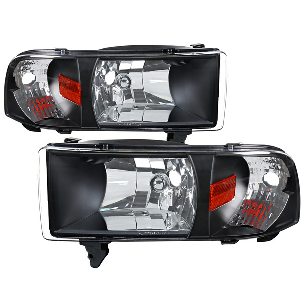 1994-2001 Dodge RAM 1500/ 1994-2002 RAM 2500 3500 Factory Style Headlights (Matte Black Housing/Clear Lens)