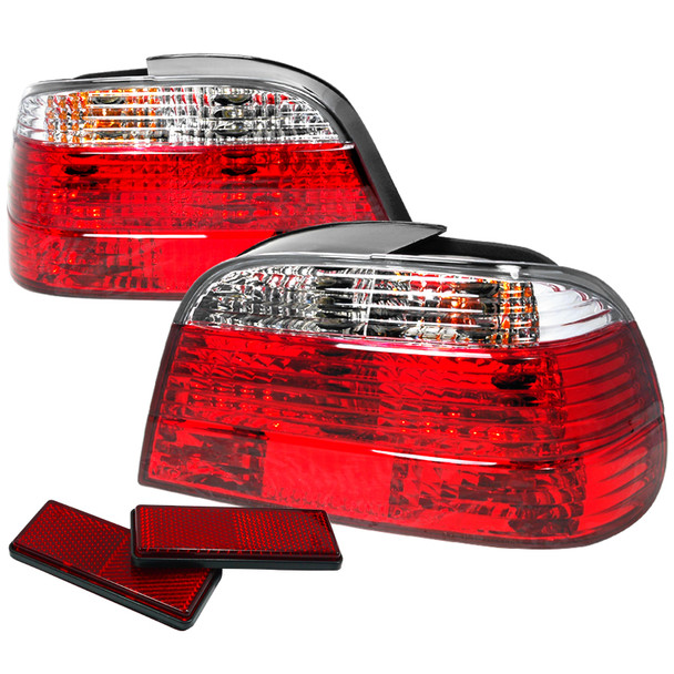 1995-2001 BMW E38 7 Series Tail Lights (Chrome Housing/Red Clear Lens)