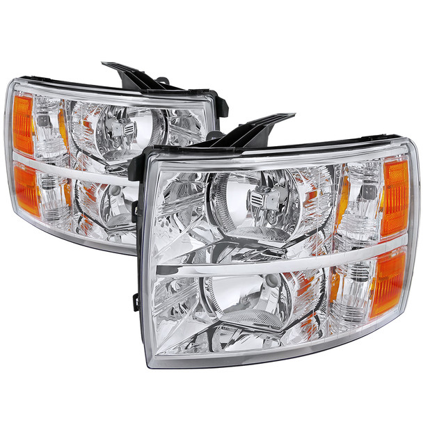 2007-2013 Chevrolet Silverado 1500/ 2007-2014 Silverado 2500HD 3500HD Factory Style Headlights (Chrome Housing/Clear Lens)