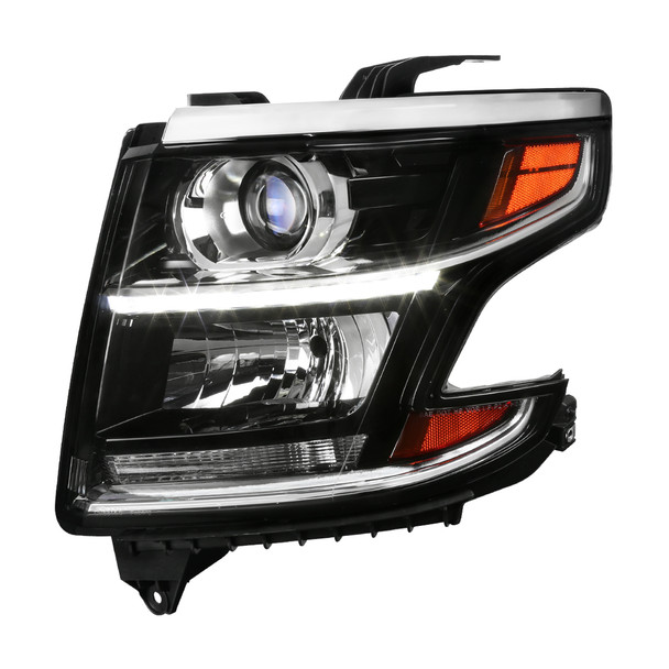 2015-2020 Chevrolet Tahoe Suburban/ 2016-2019 Suburban 3500HD LED Light Strip Projector Headlight - Driver Side Only (Matte Black Housing/Clear Lens)