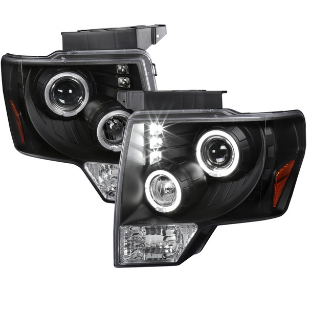 2009-2014 Ford F-150 Dual Halo Projector Headlights (Matte Black Housing/Clear Lens)
