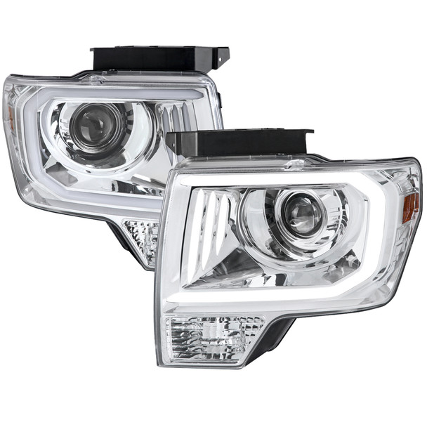 2009-2014 Ford F-150 LED C-Bar Projector Headlights (Chrome Housing/Clear Lens)