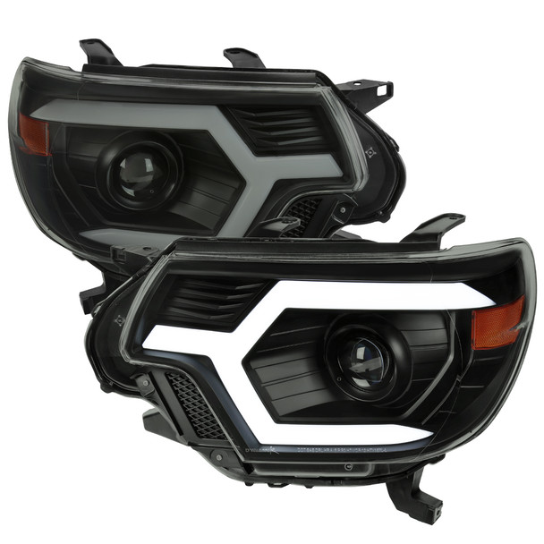 2012-2015 Toyota Tacoma Switchback Sequential LED Bar Projector Headlights (Matte Black Housing/Smoke Lens)
