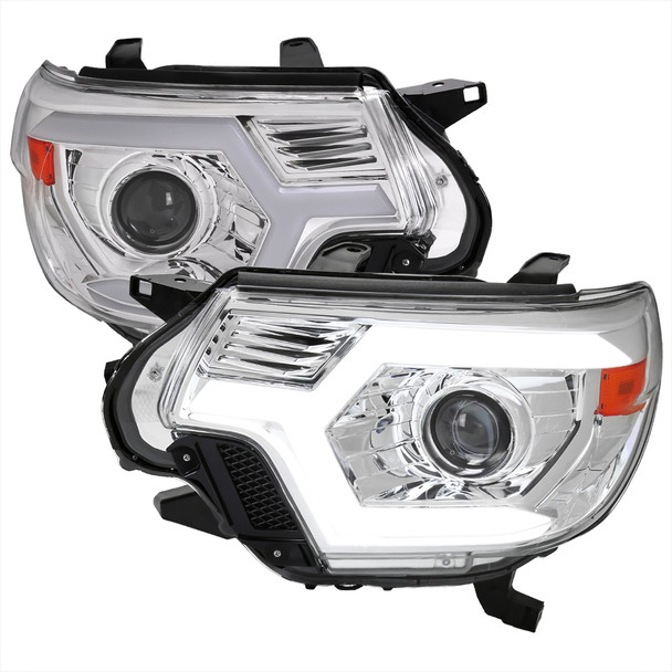 2012-2015 Toyota Tacoma Switchback Sequential LED Bar Projector Headlights (Chrome Housing/Clear Lens)