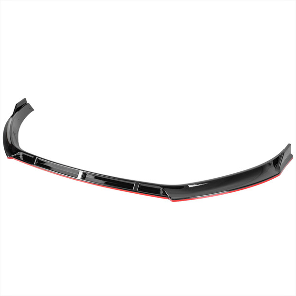 2014-2017 Volkswagen Golf Glossy Black/Red Trim 3PC Front Bumper Lip Splitter Kit