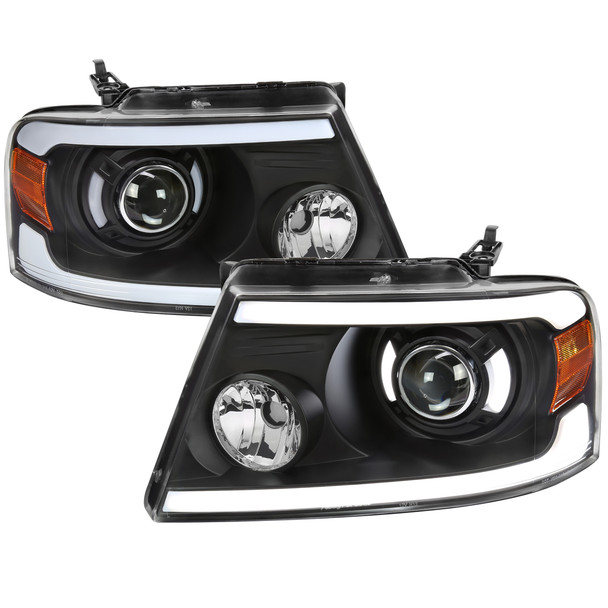 2004-2008 Ford F-150/ 2006-2008 Lincoln Mark LT LED Tube Projector Headlights (Matte Black Housing/Clear Lens)