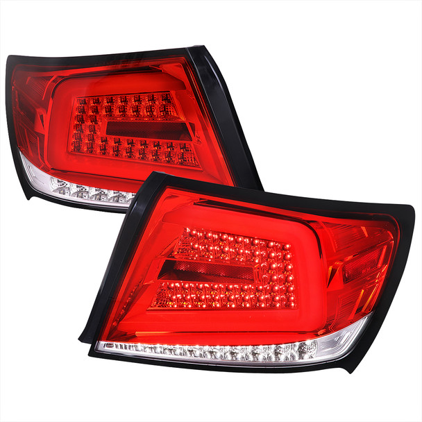 2008-2014 Subaru Impreza WRX/STI LED Bar Sequential Turn Signal Tail Lights (Chrome Housing/Red Lens)