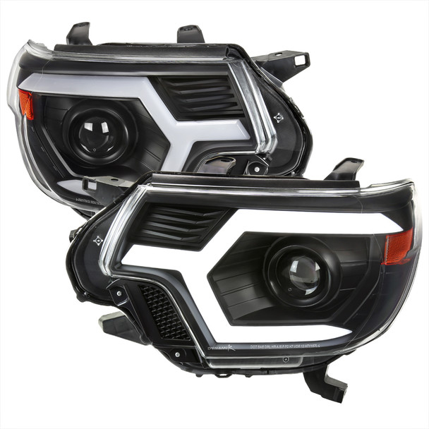 2012-2015 Toyota Tacoma Switchback Sequential LED Bar Projector Headlights (Matte Black Housing/Clear Lens)