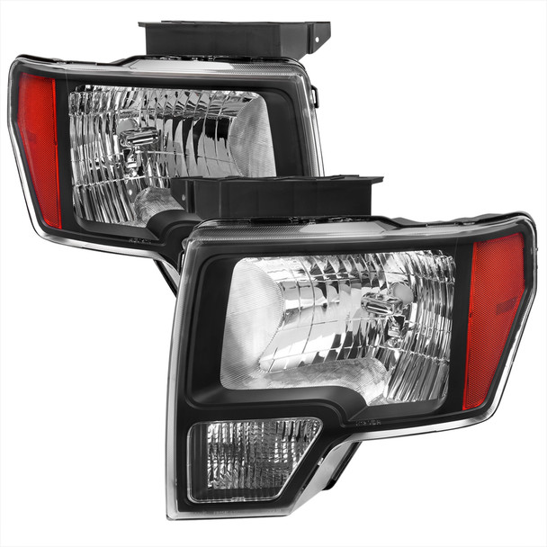 2009-2014 Ford F-150 Factory Style Headlights (Matte Black Housing/Clear Lens)