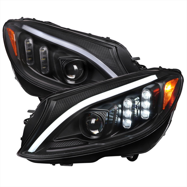 2015-2018 Mercedes-Benz C-Class W205 Switchback Sequential Turn Signal Projector Headlights (Matte Black Housing/Clear Lens) 2015-2018 Mercedes-Benz C-Class W205 Switchback Sequential Turn Signal Projector Headlights (Matte Black Housing/Clear Lens)
