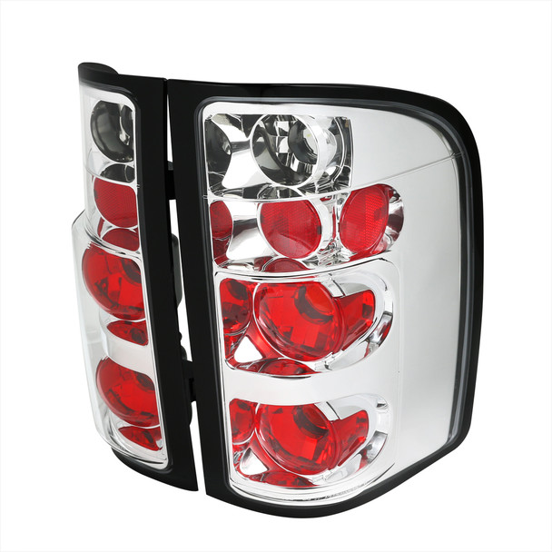 2007-2014 Chevrolet Silverado Tail Lights (Chrome Housing/Clear Lens)